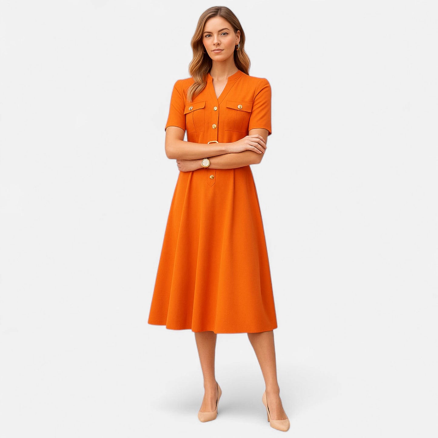 Dorevelle | Women’s V-Neck Dress – Countryside Midi Grace