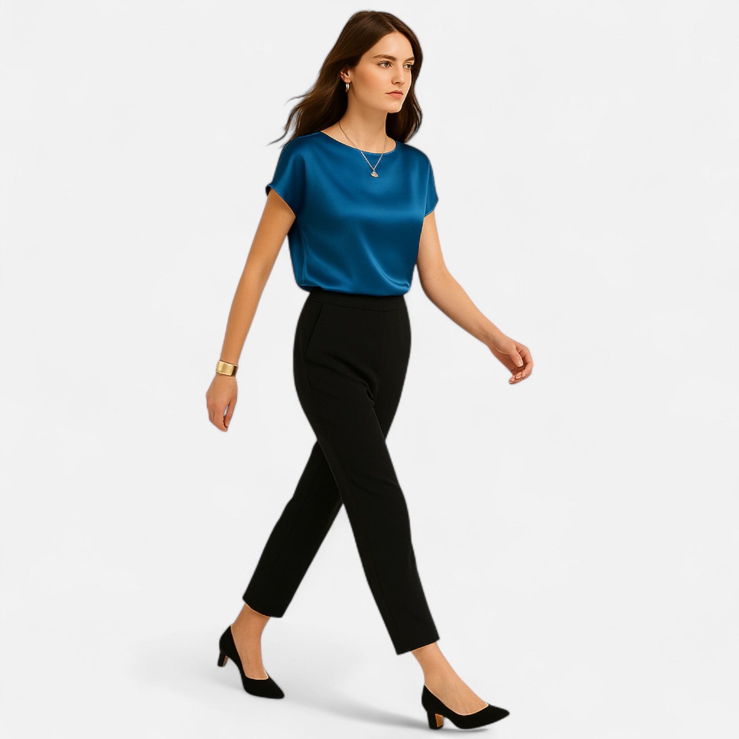 Women’s Short Sleeve Satin Blouse in Vibrant Purple