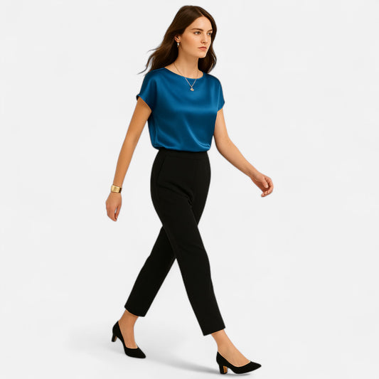 Dorevelle | Women’s Satin Blouse – Short Sleeve Classic