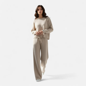 Women’s Cozy Knit Sweater and Wide-Leg Trousers Set
