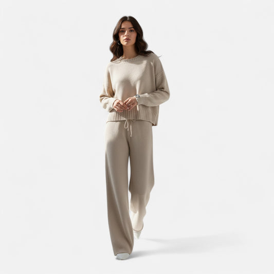 Dorevelle | Women’s Knit Set – Sweater & Wide-Leg Elegance