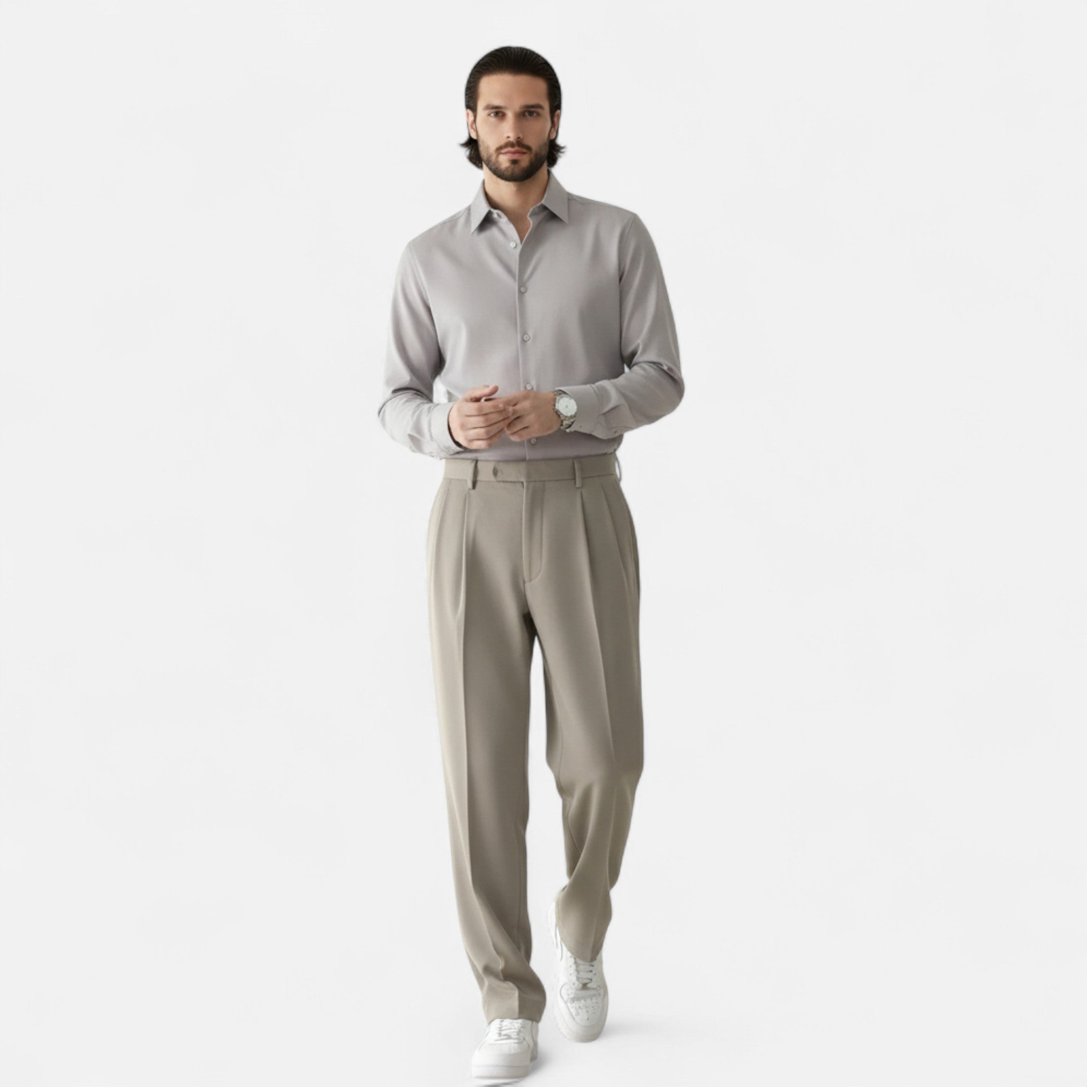 Men’s Wide-Leg Draped Trousers for Autumn Comfort and Style