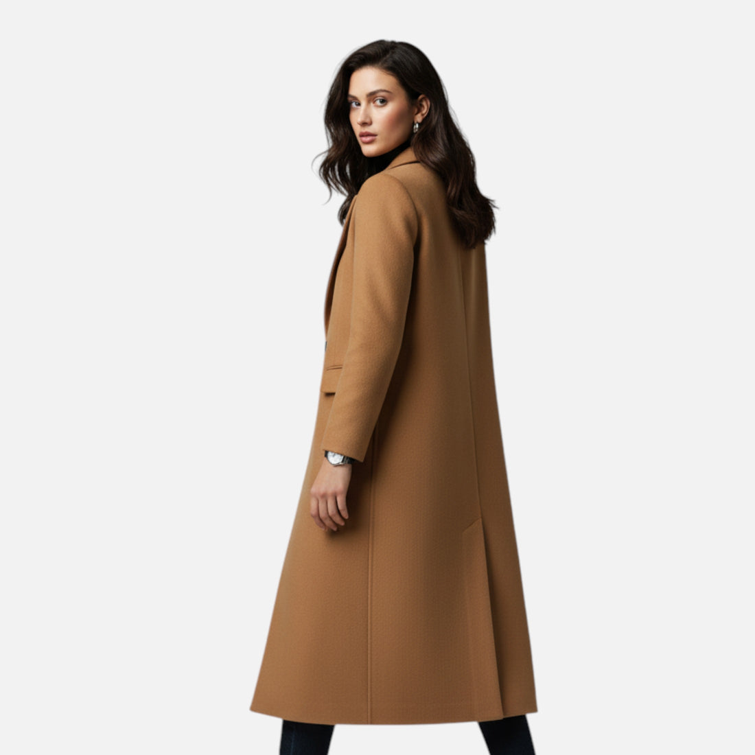 Women’s Winter Overcoat with Lapel Collar and Timeless Elegance