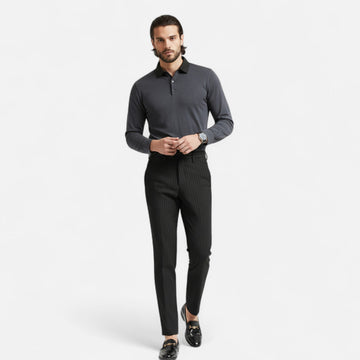 Slim Fit Striped Trousers for Men Classic Business Elegance