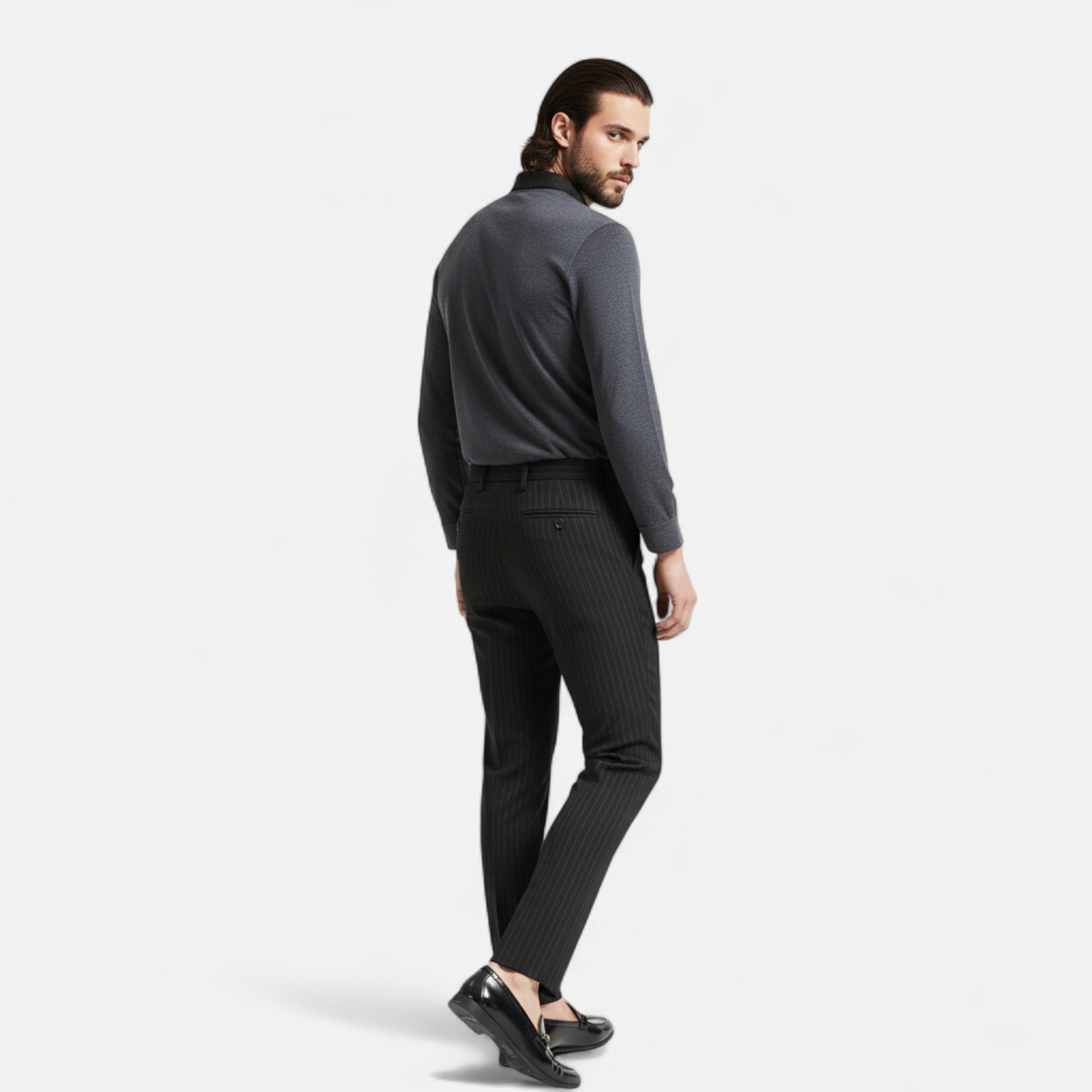 Slim Fit Striped Trousers for Men Classic Business Elegance