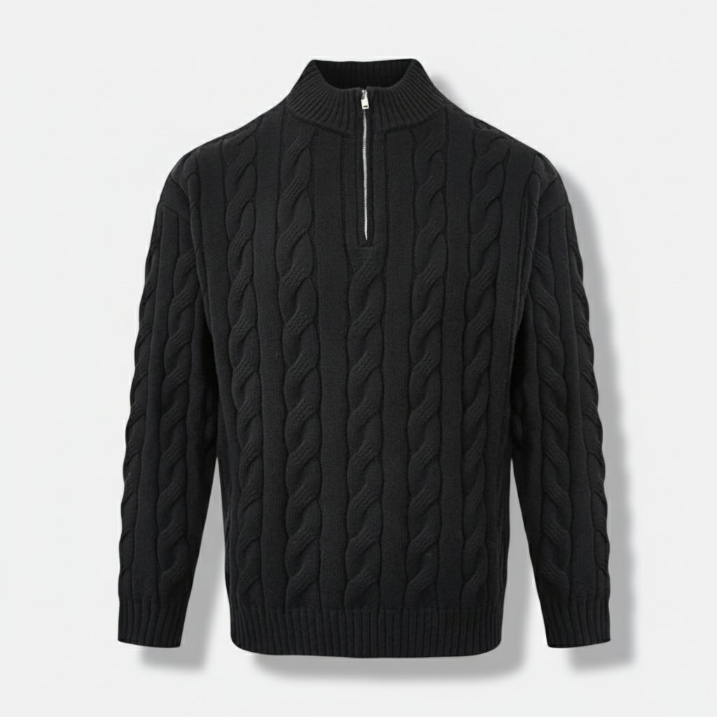 Dorevelle | Men’s Half Zip Cable Knit Sweater – Heritage Knit Pullover