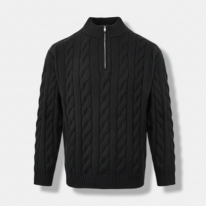 Dorevelle | Men’s Half Zip Cable Knit Sweater – Heritage Knit Pullover