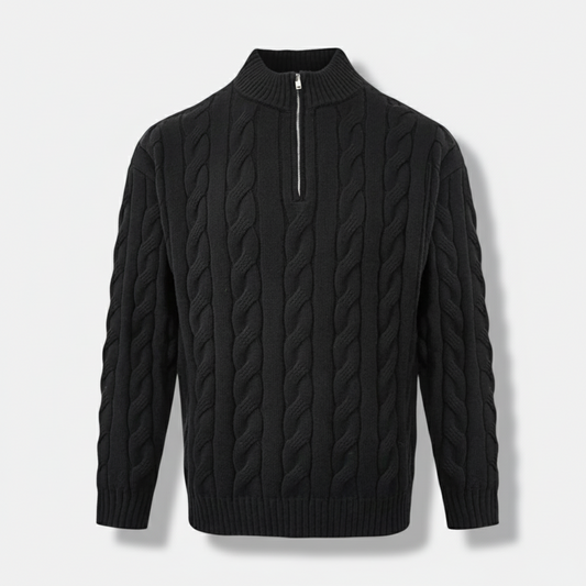Dorevelle | Men’s Half Zip Cable Knit Sweater – Heritage Knit Pullover