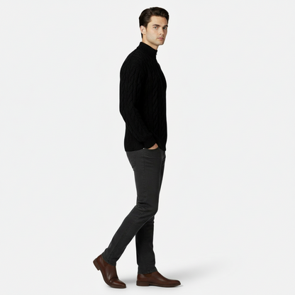 Dorevelle | Men’s Half Zip Cable Knit Sweater – Heritage Knit Pullover