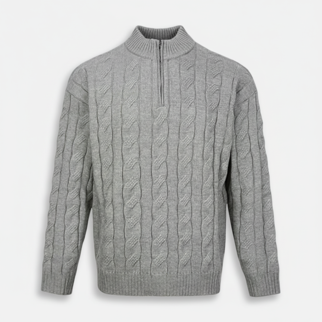 Dorevelle | Men’s Half Zip Cable Knit Sweater – Heritage Knit Pullover