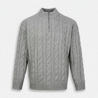 Dorevelle | Men’s Half Zip Cable Knit Sweater – Heritage Knit Pullover