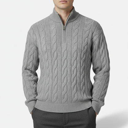 Dorevelle | Men’s Half Zip Cable Knit Sweater – Heritage Knit Pullover