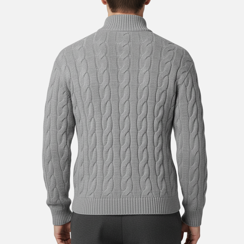 Dorevelle | Men’s Half Zip Cable Knit Sweater – Heritage Knit Pullover