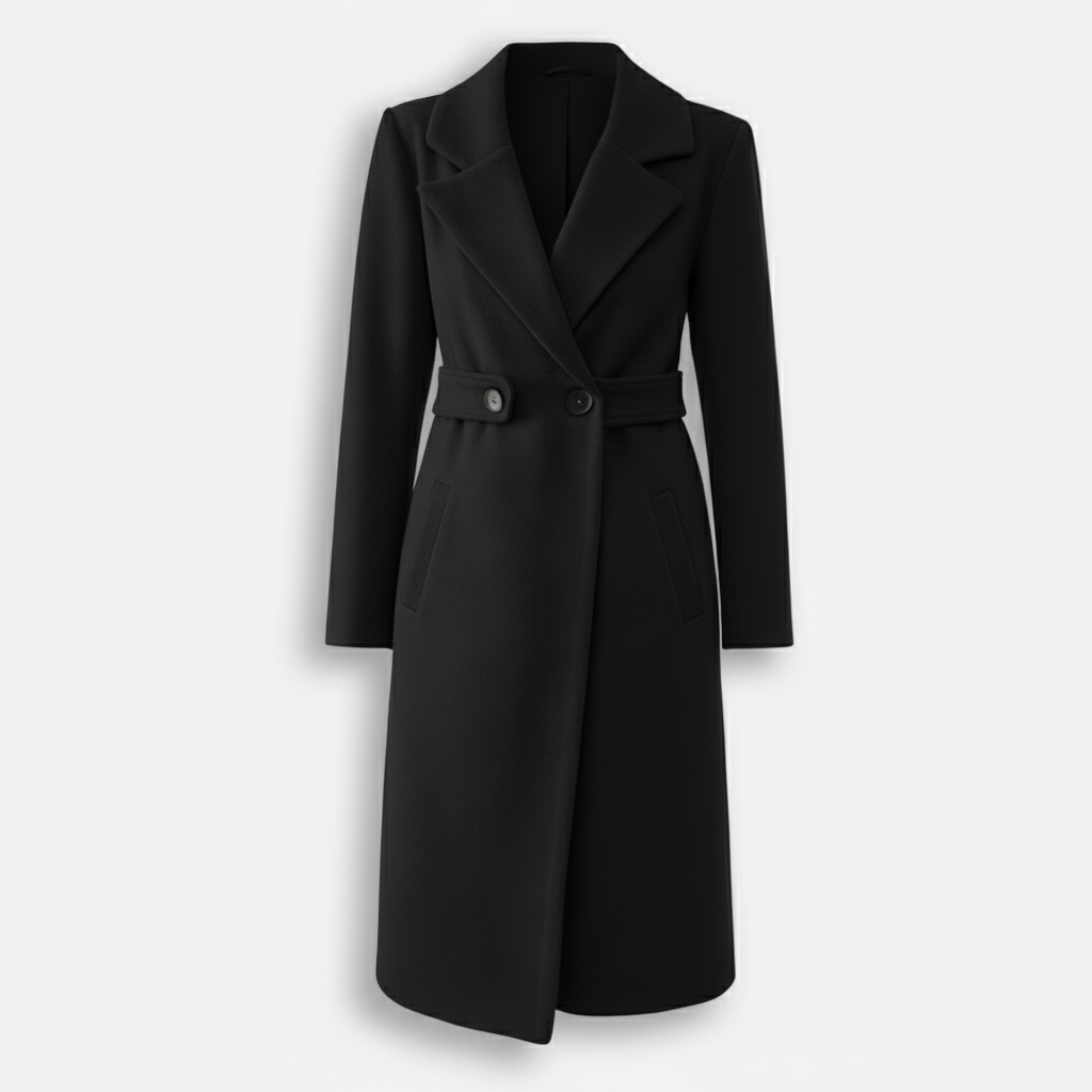 Dorevelle | Women’s Longline Wool Blend Coat – Tailored Notched Collar