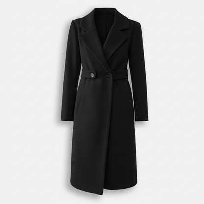 Dorevelle | Women’s Longline Wool Blend Coat – Tailored Notched Collar
