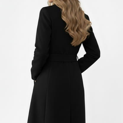Dorevelle | Women’s Longline Wool Blend Coat – Tailored Notched Collar