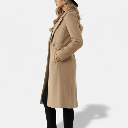Dorevelle | Women’s Longline Wool Blend Coat – Tailored Notched Collar