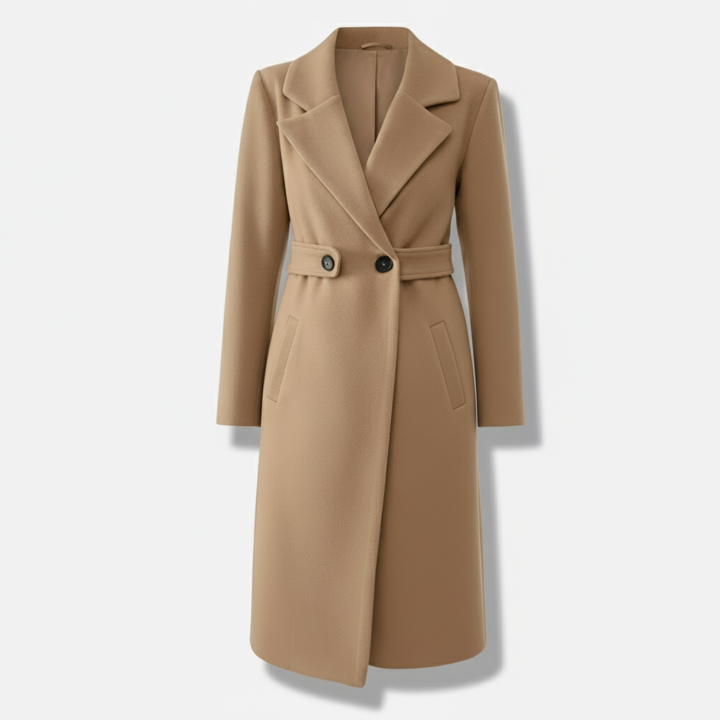 Dorevelle | Women’s Longline Wool Blend Coat – Tailored Notched Collar