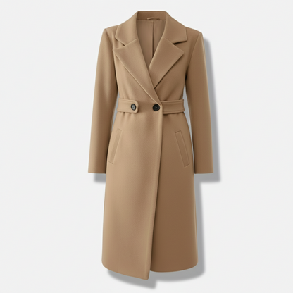 Dorevelle | Women’s Longline Wool Blend Coat – Tailored Notched Collar