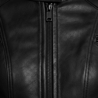 Dorevelle | Women’s Slim-Fit Zip-Up Leather Moto Jacket