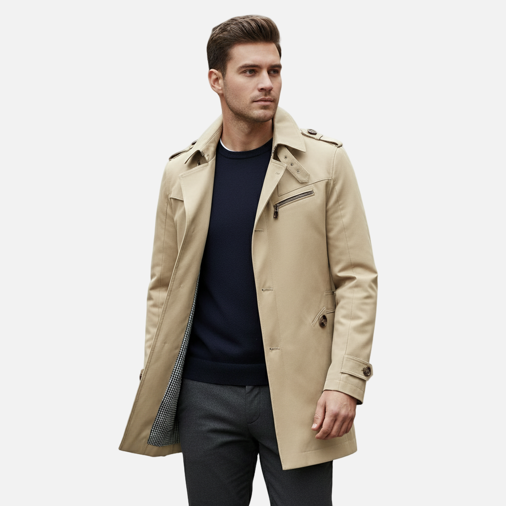 Dorevelle | Men’s Trench Coat – Classic Single Breasted Design