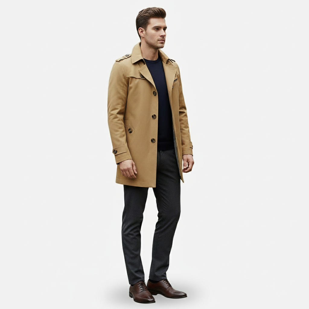Dorevelle | Men’s Trench Coat – Classic Single Breasted Design