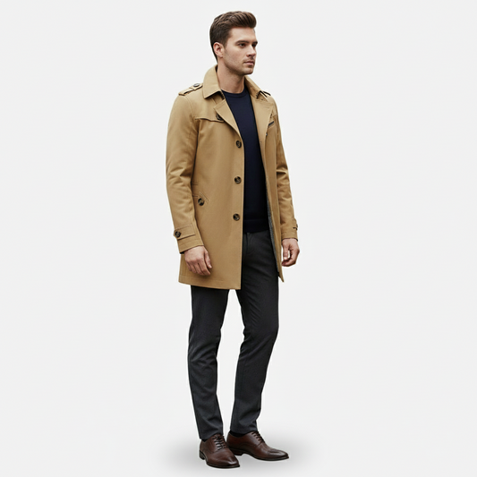 Dorevelle | Men’s Trench Coat – Classic Single Breasted Design