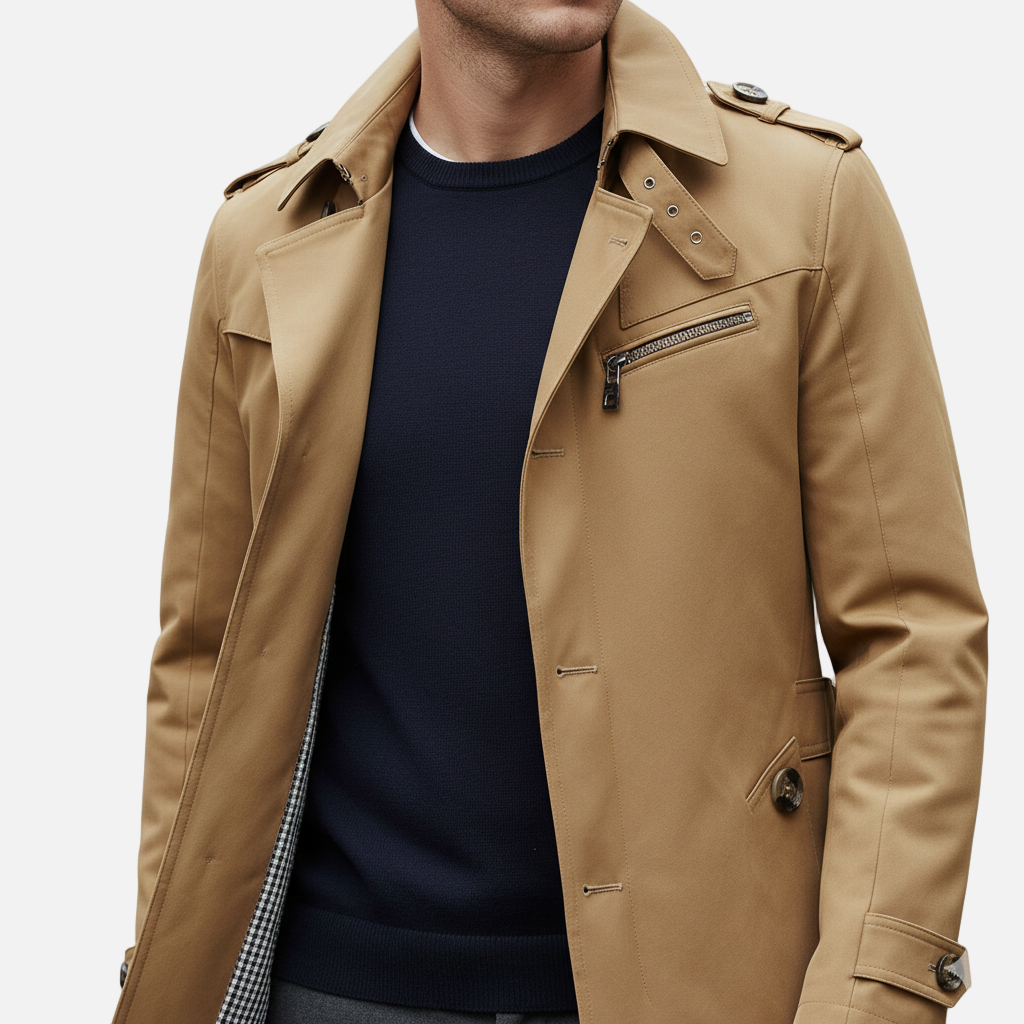 Dorevelle | Men’s Trench Coat – Classic Single Breasted Design