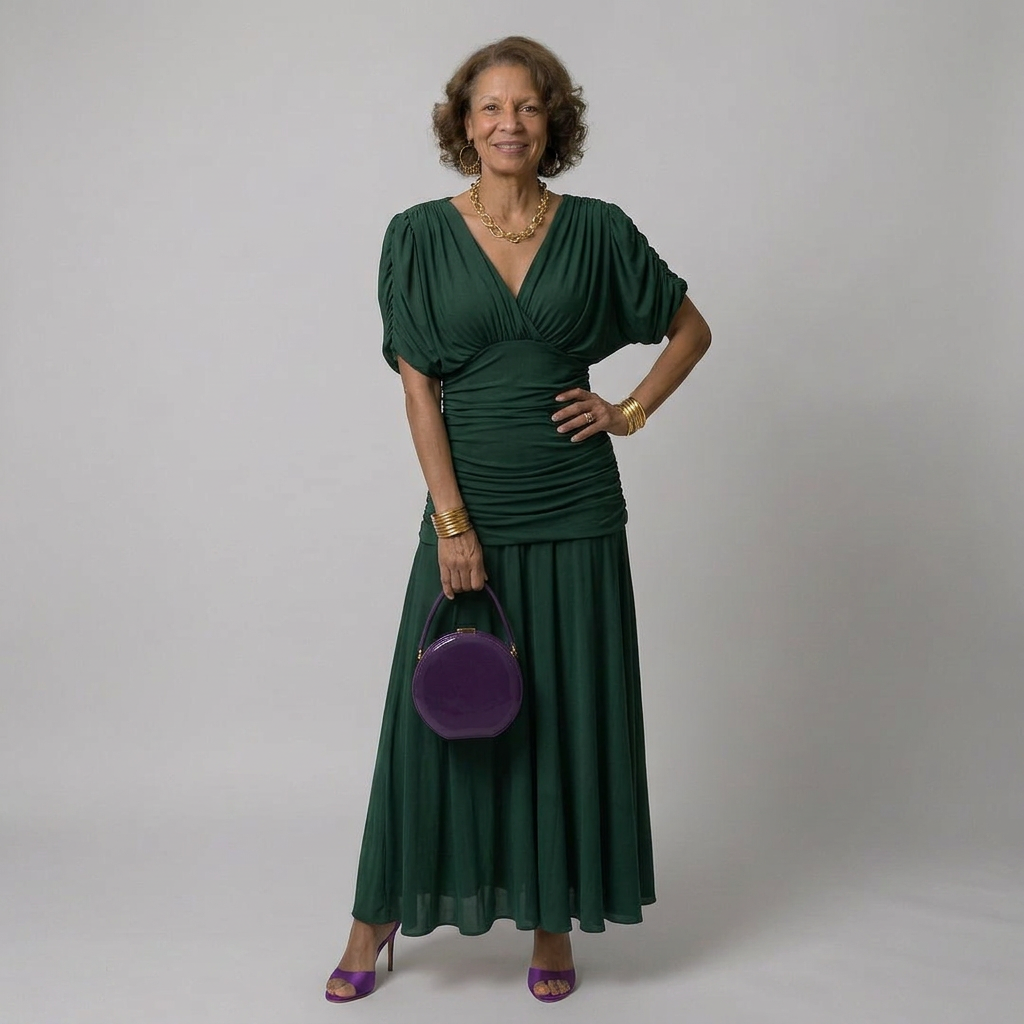 Women Pink Purple Floral Print V Neck Maxi Dress