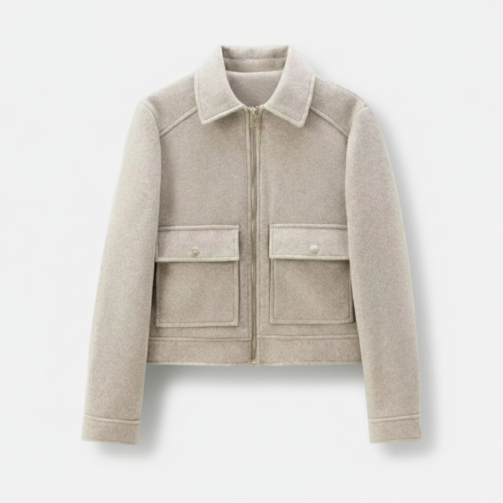 Dorevelle | Women’s Wool Blend Utility Jacket – Zip Up Short Coat