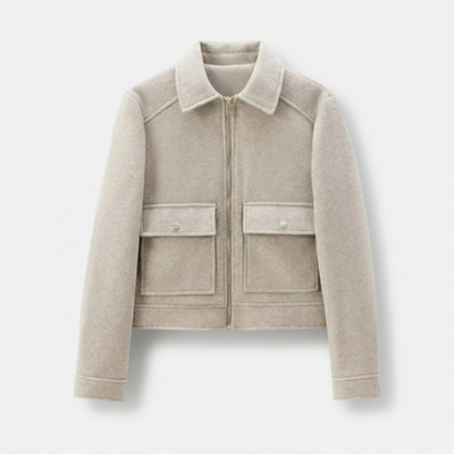Dorevelle | Women’s Wool Blend Utility Jacket – Zip Up Short Coat