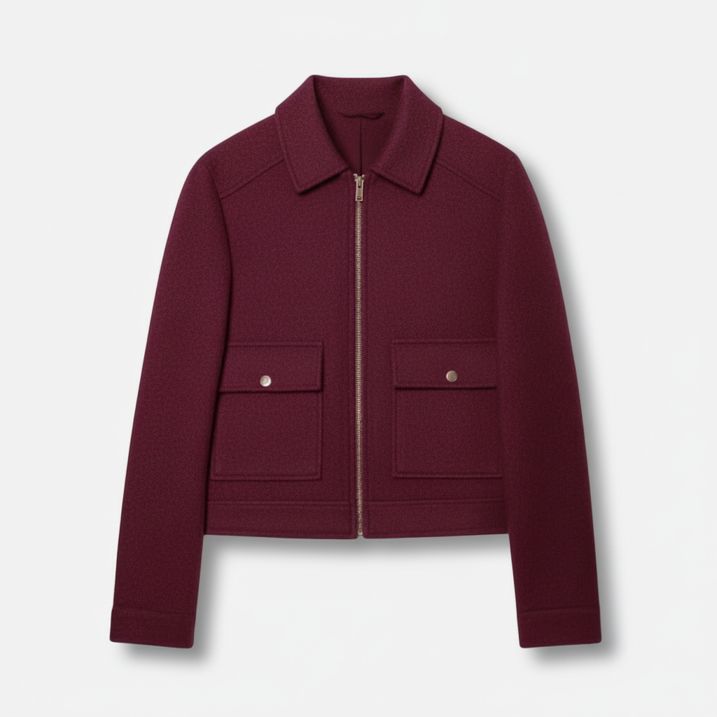 Dorevelle | Women’s Wool Blend Utility Jacket – Zip Up Short Coat