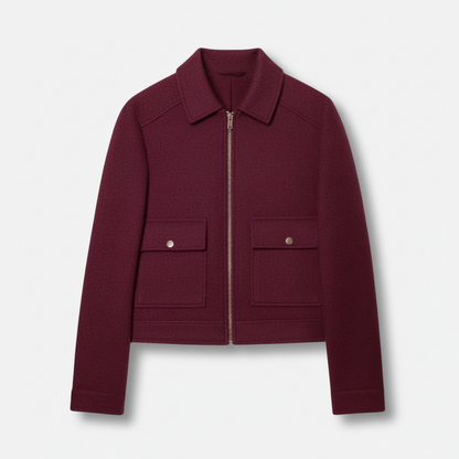 Dorevelle | Women’s Wool Blend Utility Jacket – Zip Up Short Coat