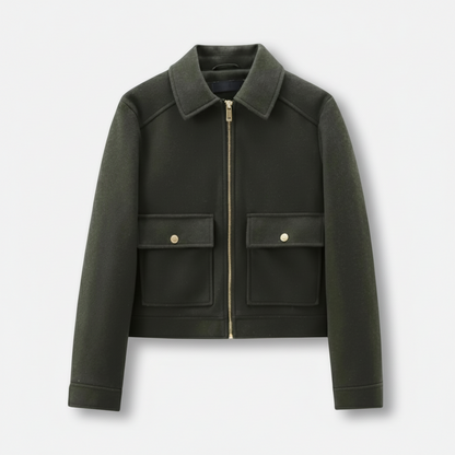 Dorevelle | Women’s Wool Blend Utility Jacket – Zip Up Short Coat