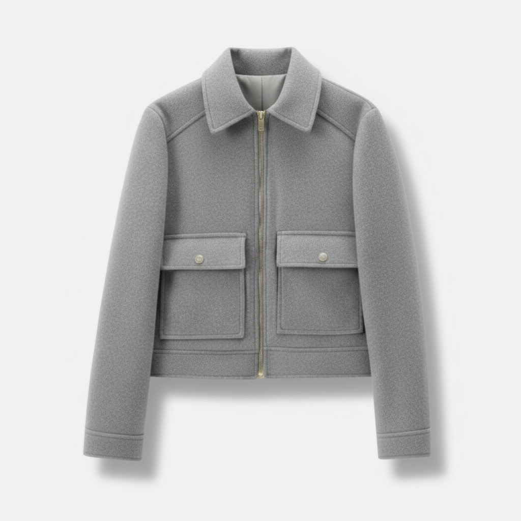 Dorevelle | Women’s Wool Blend Utility Jacket – Zip Up Short Coat