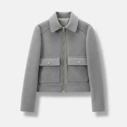 Dorevelle | Women’s Wool Blend Utility Jacket – Zip Up Short Coat