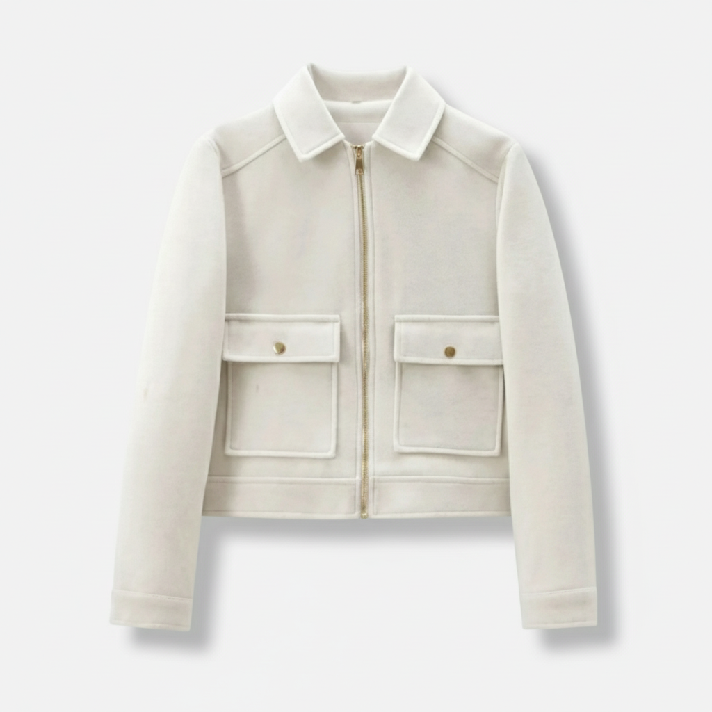 Dorevelle | Women’s Wool Blend Utility Jacket – Zip Up Short Coat