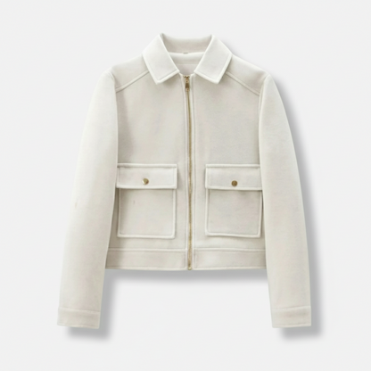 Dorevelle | Women’s Wool Blend Utility Jacket – Zip Up Short Coat