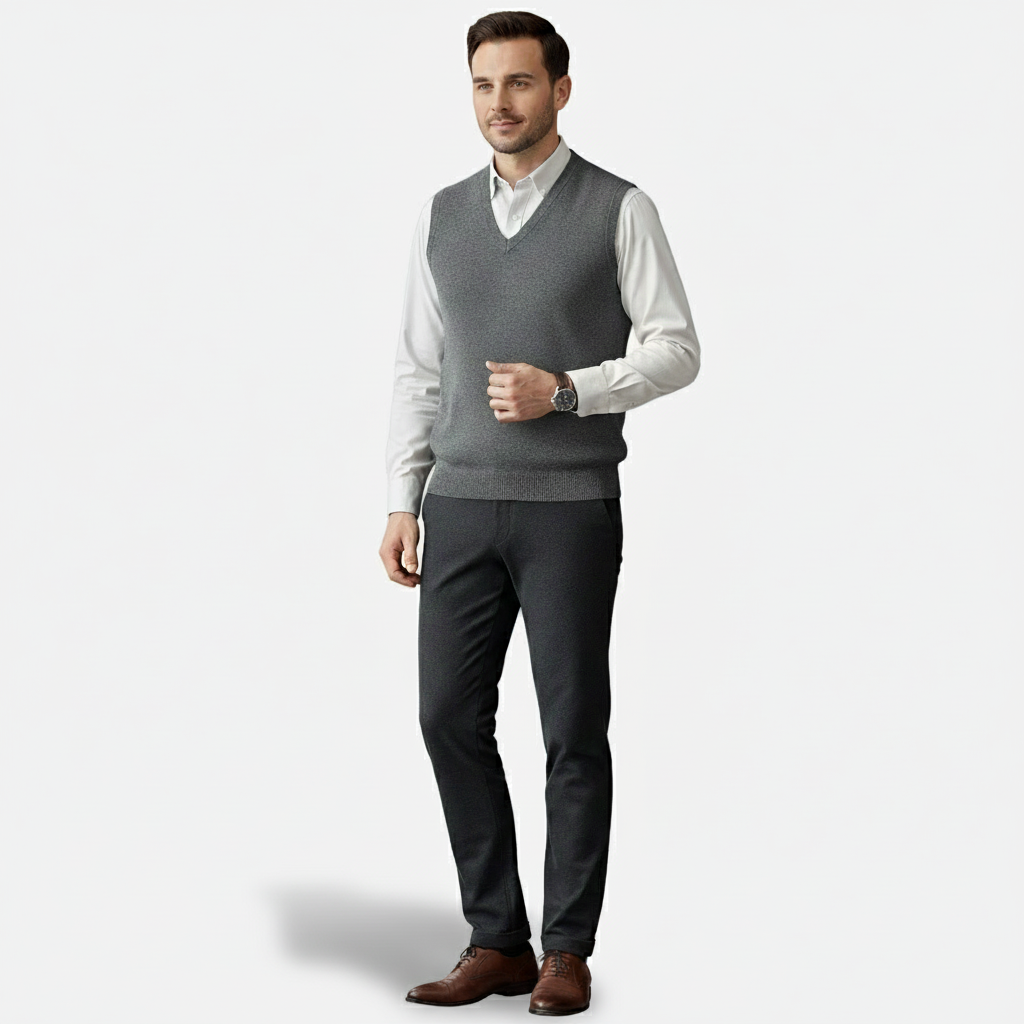 Dorevelle | Men’s V-Neck Knitted Sweater Vest – Casual & Smart Outfit Layer