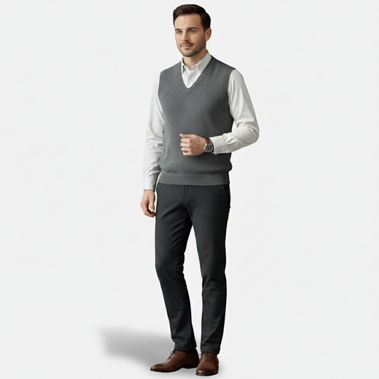 Dorevelle | Men’s V-Neck Knitted Sweater Vest – Casual & Smart Outfit Layer