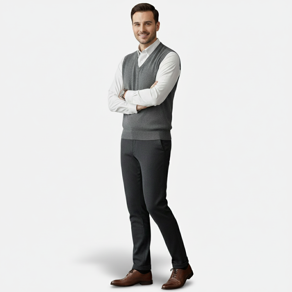 Dorevelle | Men’s V-Neck Knitted Sweater Vest – Casual & Smart Outfit Layer