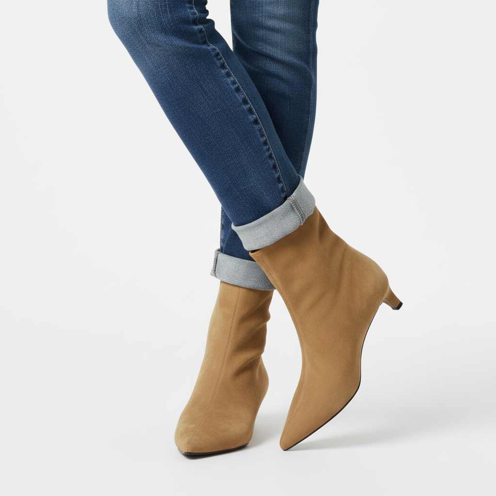 Dorevelle | Women’s Pointed-Toe Suede Ankle Boots – Chic Low Heel Style