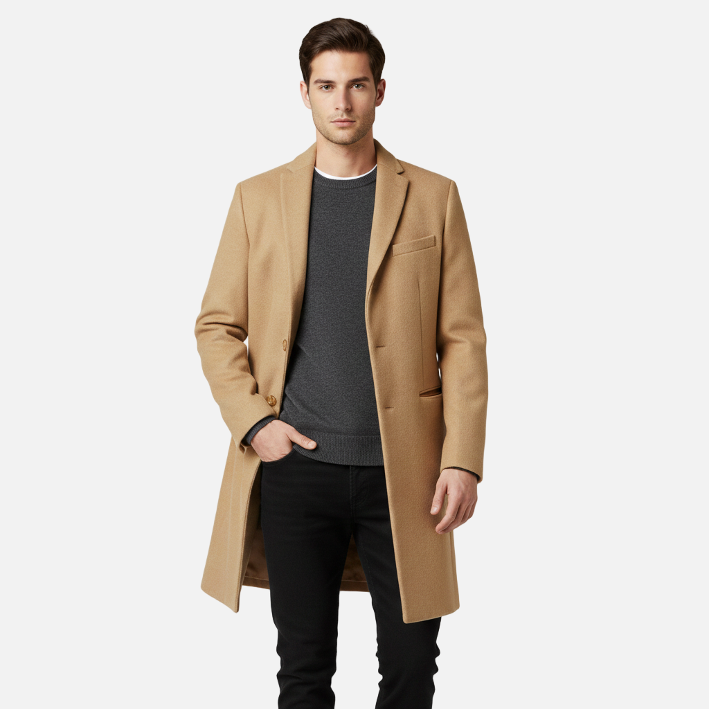 Dorevelle | Men’s Wool-Blend Overcoat – Classic Button Front