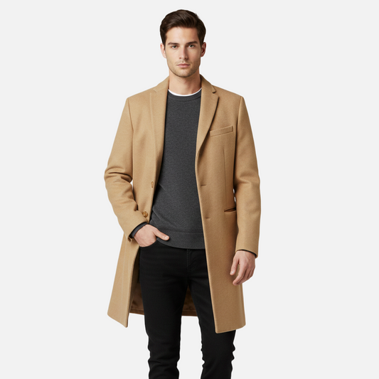 Dorevelle | Men’s Wool-Blend Overcoat – Classic Button Front