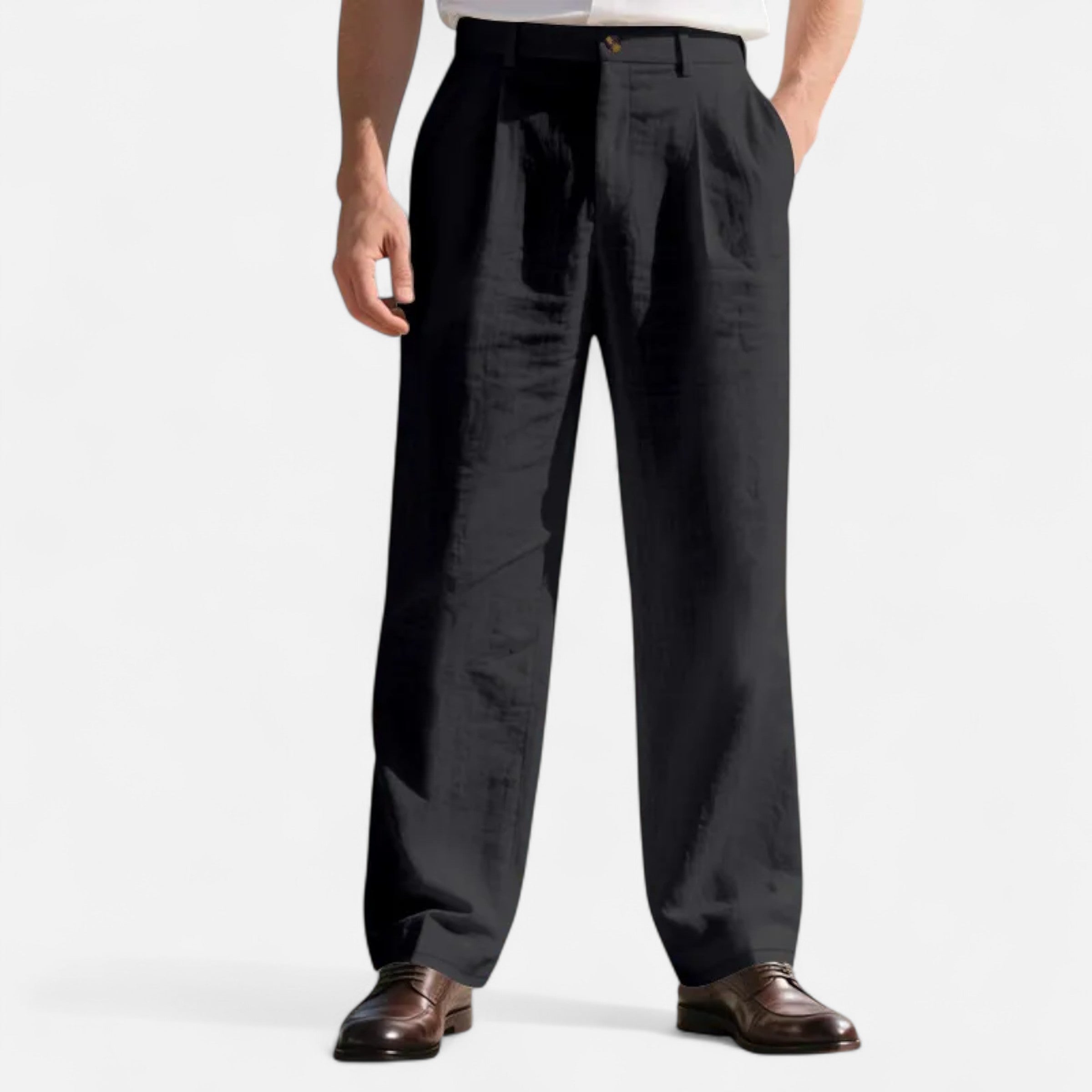 Men’s Linen Straight Leg Trousers Classic Tailored Comfort