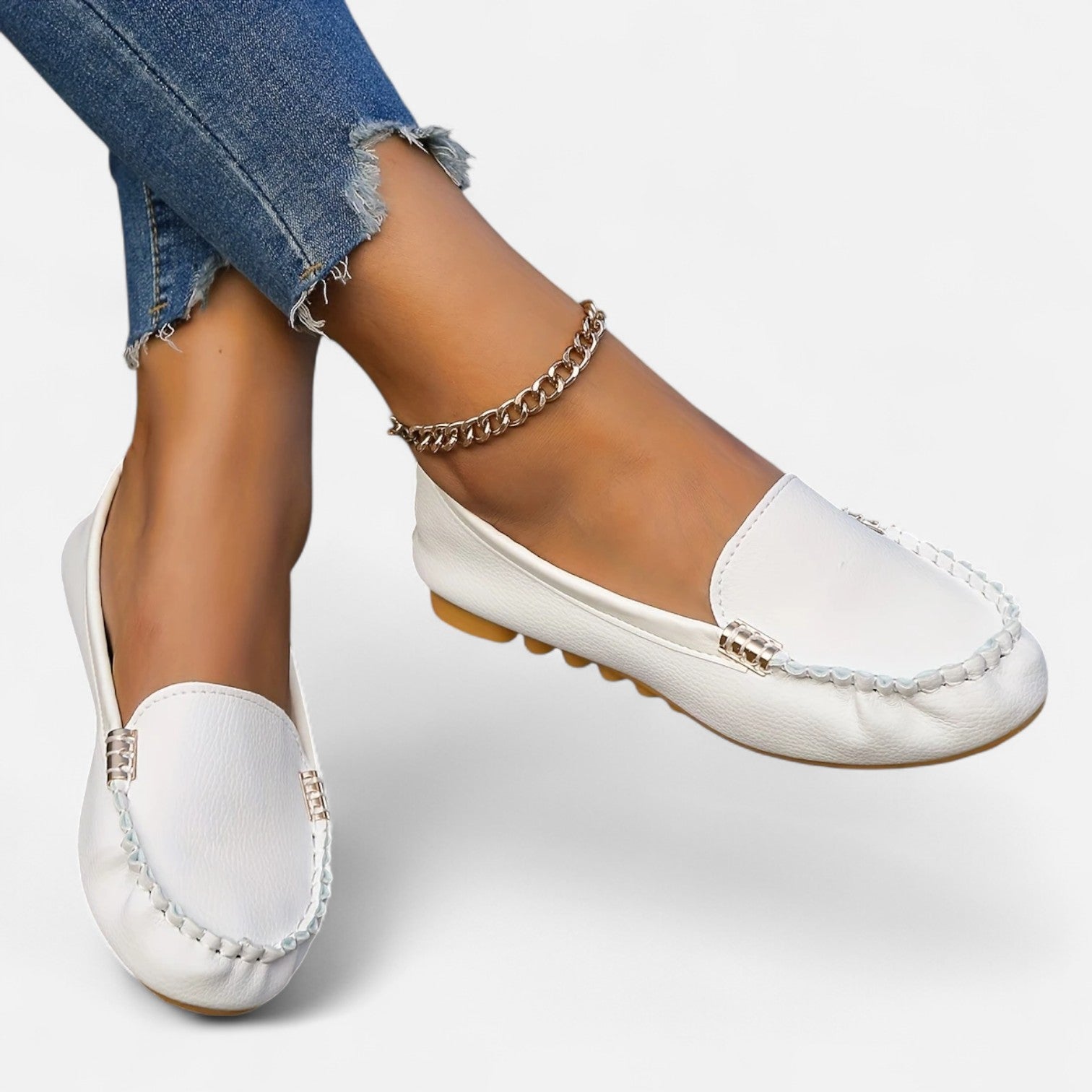 Women’s Slip-On Loafers with Round Toe and Cushioned Comfort