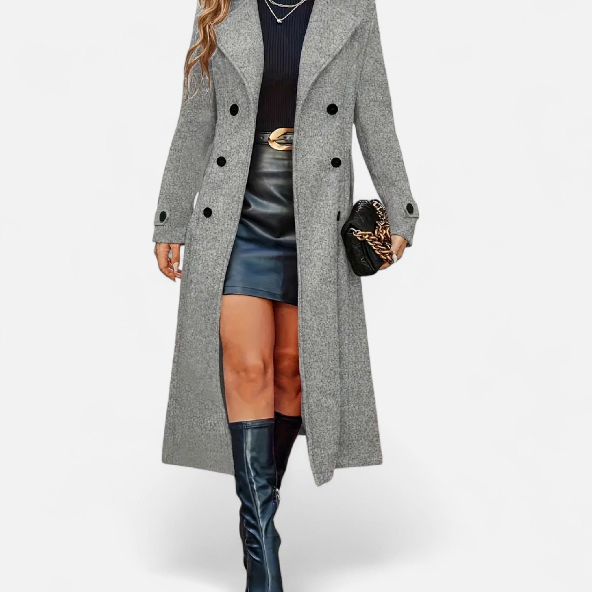 Elegant Women’s Long Sleeve Winter Coat with Tailored Silhouette