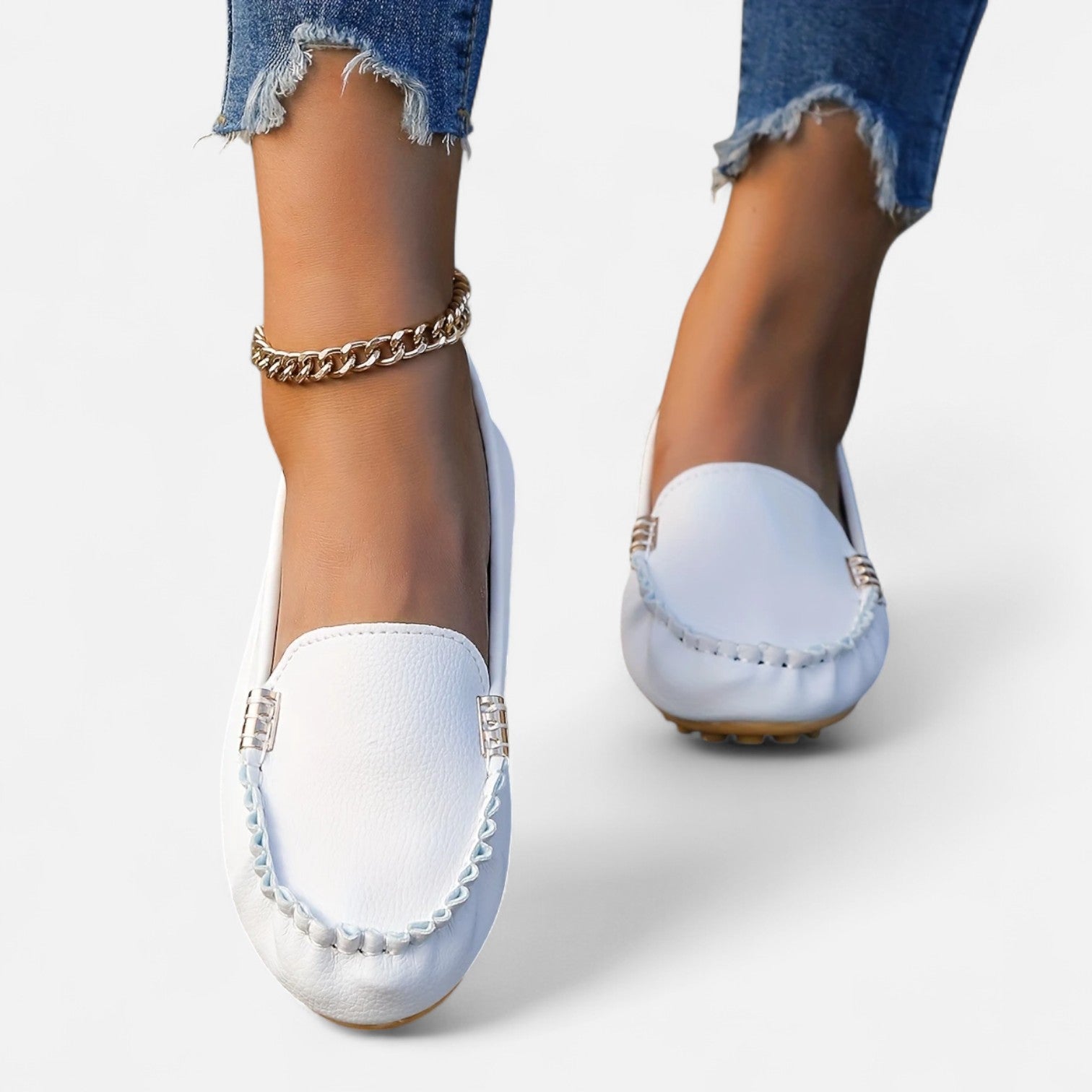Women’s Slip-On Loafers with Round Toe and Cushioned Comfort