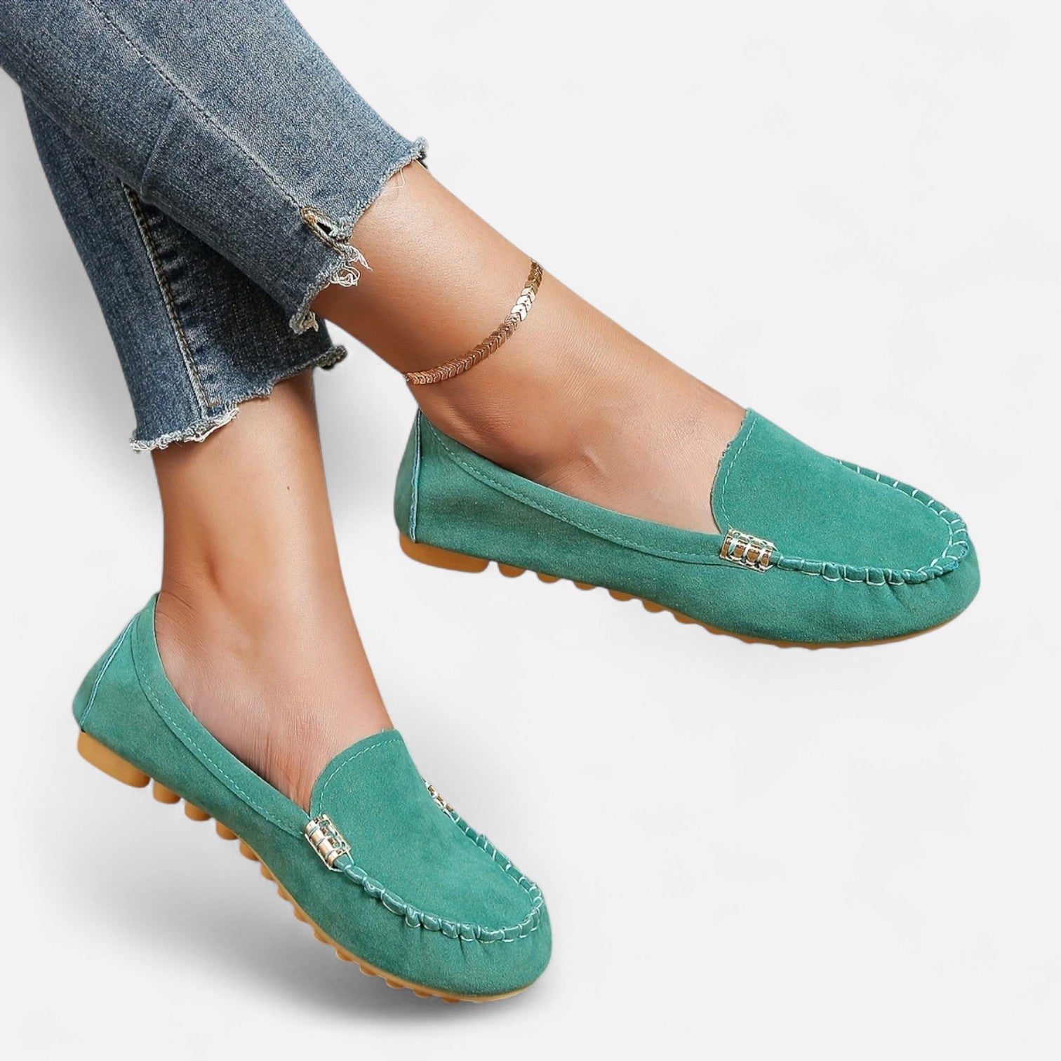 Women’s Slip-On Loafers with Round Toe and Cushioned Comfort