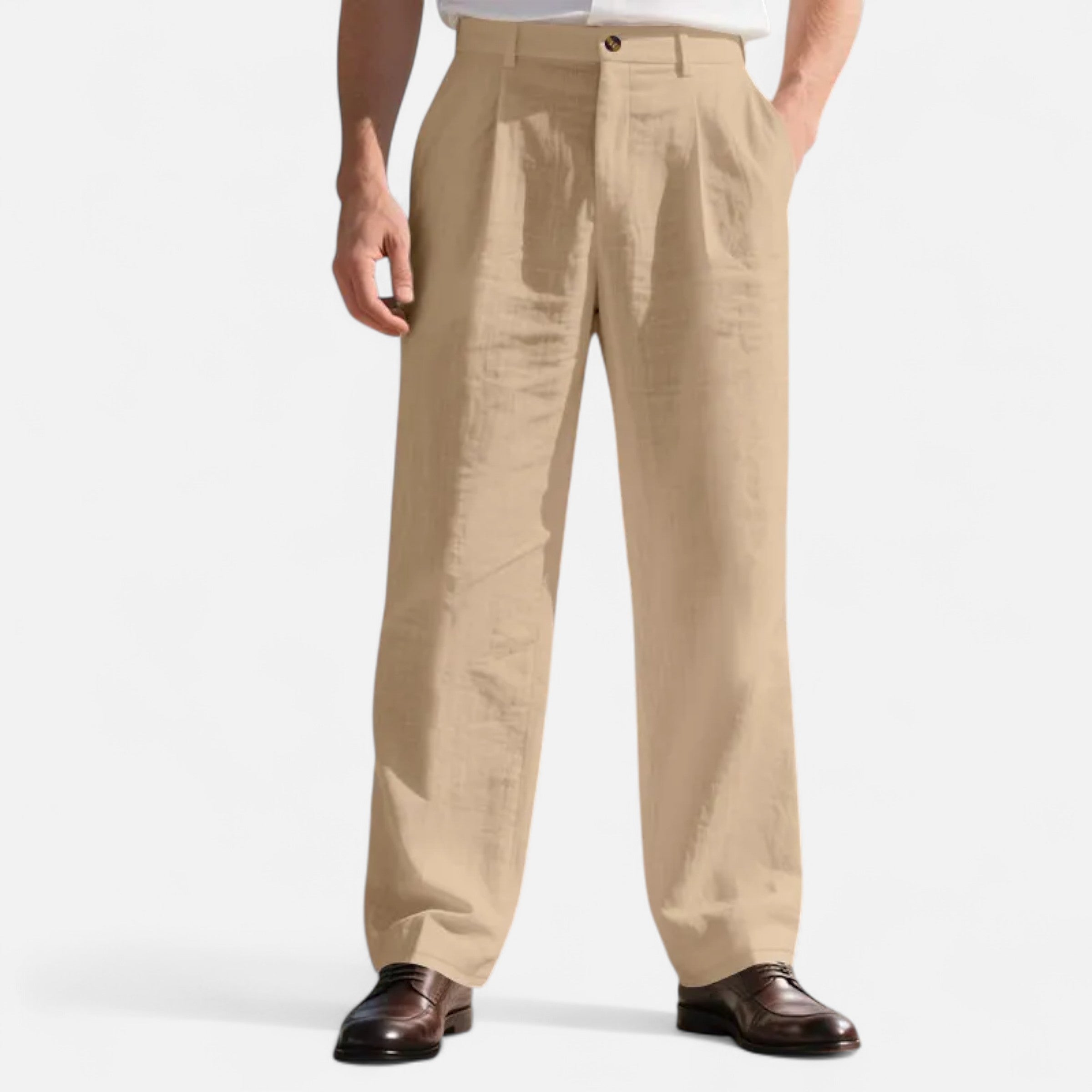 Men’s Linen Straight Leg Trousers Classic Tailored Comfort